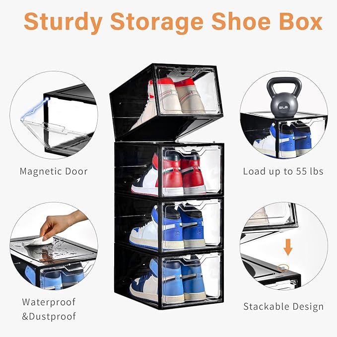 12 Pack Stackable Shoe Storage Organizer - Image 3