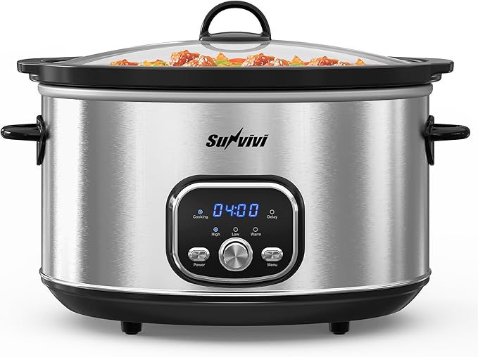 Sunvivi Slow cooker Pot 8.5 QT Programmable Stainless Steel Color : by WeGetLife