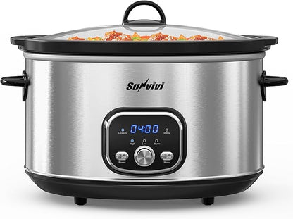 Sunvivi Slow cooker Pot 8.5 QT Programmable Stainless Steel Color : by WeGetLife