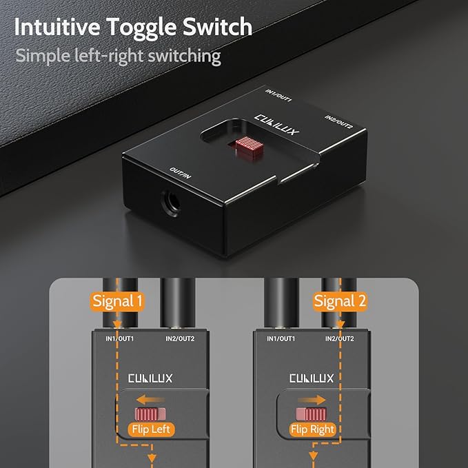 Cubilux 3.5mm Audio Selector, Bidirectional 2-In-1-Out or 1-In-2-Out 1/8-in TRS - Image 2