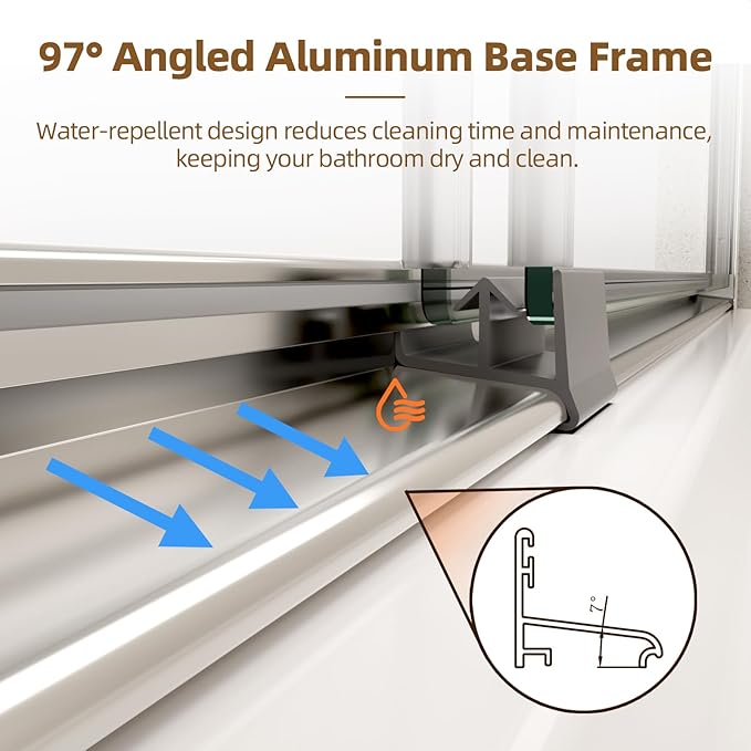 Sliding Shower Door, Royal Guard 56-60" W x 70" H Semi-Frameless Double Sliding - Image 7