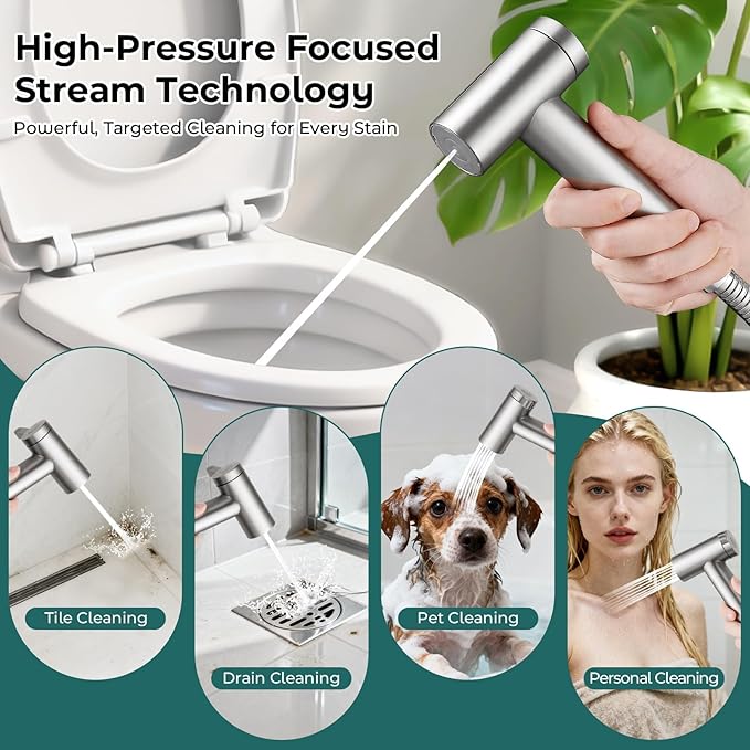 Handheld Bidet Sprayer for Toilet, Adjustable Water Pressure Control Rotary - Image 6