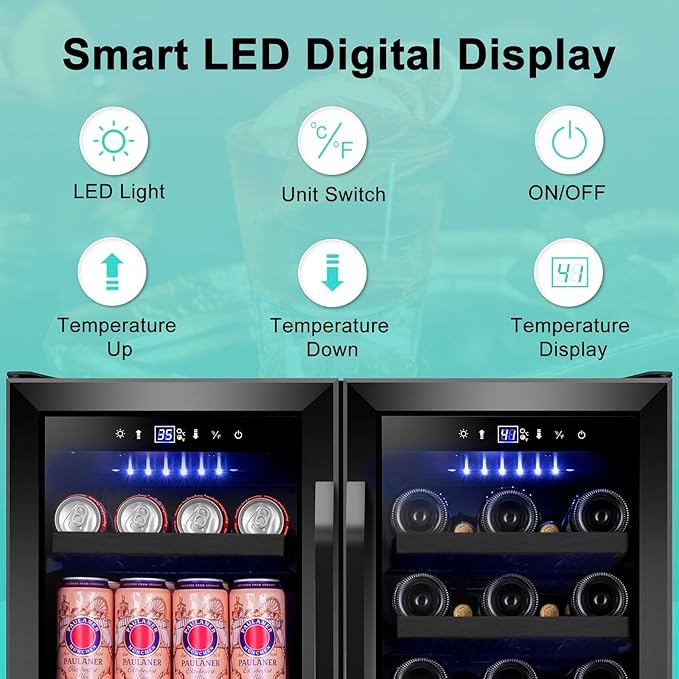 30'' Wine and Beverage Refrigerator, Upgrade Dual Zone Wine Cooler, 30 Inch - Image 3