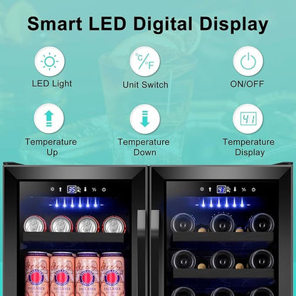30'' Wine and Beverage Refrigerator, Upgrade Dual Zone Wine Cooler, 30 Inch - Image 3