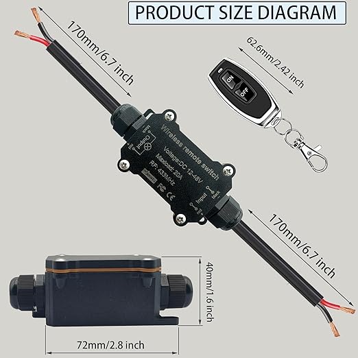 URANT Remote Control Switch, Waterproof Switch DC 12/24/48 Volts 20A, Wireless - Image 3
