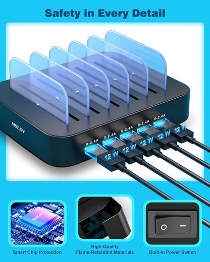 MSTJRY Charging Station for Multiple Devices : 5 Port Multi USB-A Charger - Image 2