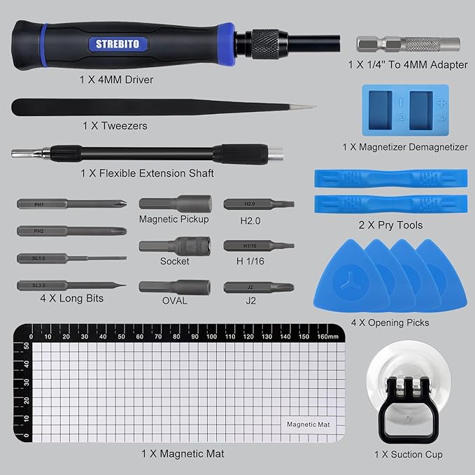 STREBITO Precision Screwdriver Set 153 in 1 Small Magnetic Screwdriver Set - Image 7