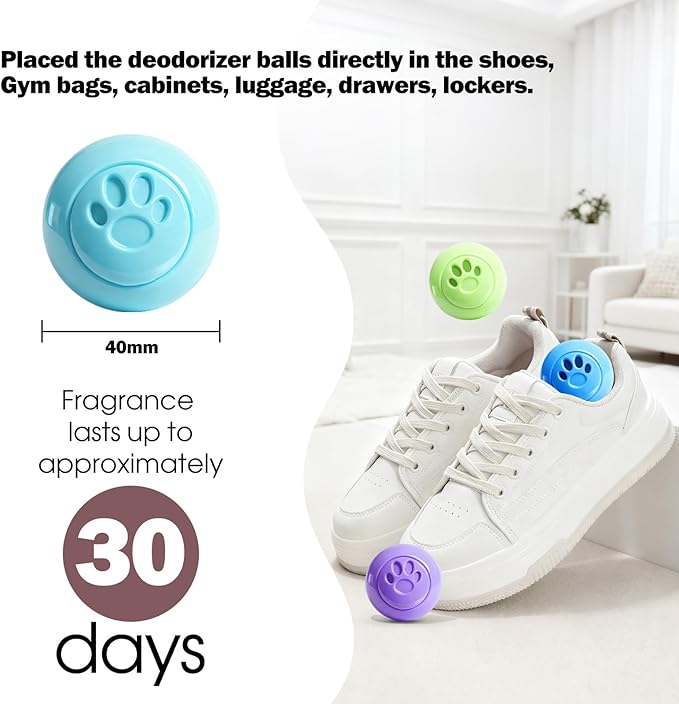 SCENTORINI Shoe Deodorizer Balls, 12 Pack Sneaker Deodorizer Balls, Odor - Image 3