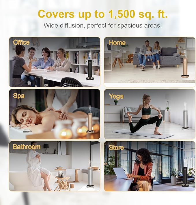 Waterless Diffuser, 1500 Sq Ft, Ring Ambient Light, Rechargeable Wireless - Image 8