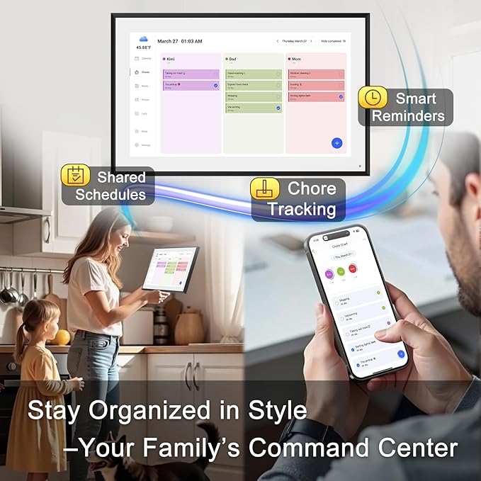 10.1 Inch Smart Digital Calendar & Chore Chart Full HD Touchscreen Display WiFi - Image 4