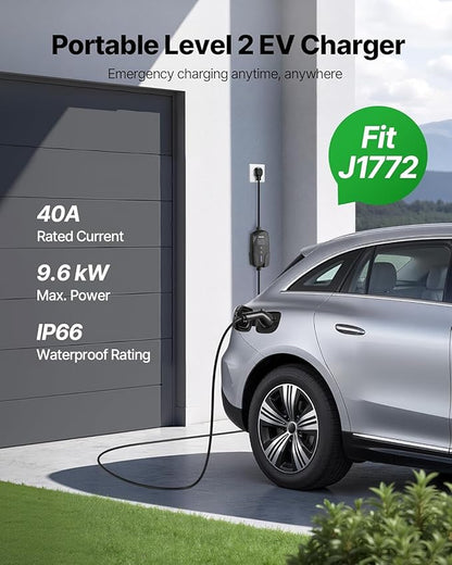 VEVOR Level 2 EV Charger, 40 Amp Adjustable Current, 240V Electric Vehicle - Image 2