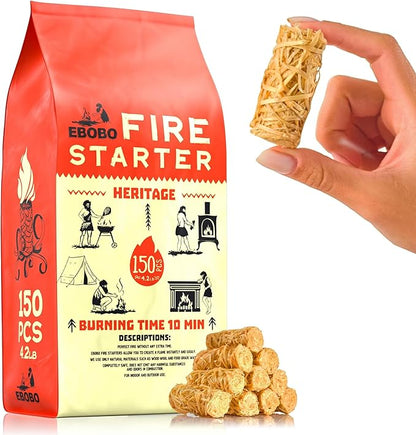 150 pcs Natural Fire Starters for Fireplace, Wood Stove, Charcoal Grill - Image 7