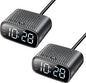 2PCS Alarm Clock with 2 USB-C, 2 USB-A Chargers Power Strip 2 Outlets by Sussex