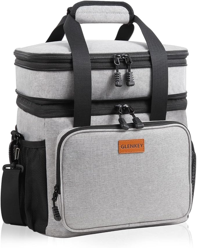 Double Deck Large Lunch Box, Insulated Heavy Duty Lunch Bag Waterproof by GLENKEY