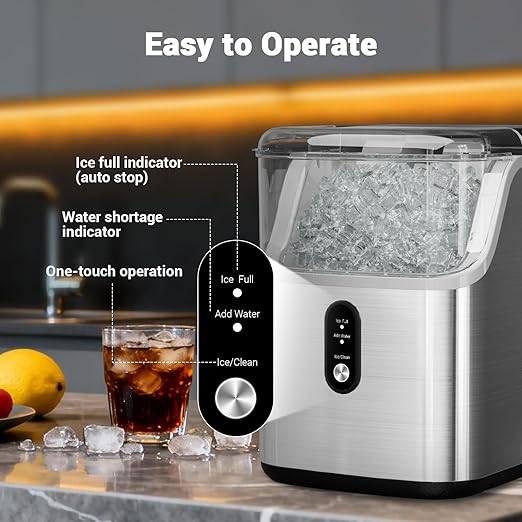 Nugget Ice Maker Countertop, 40lbs/Day Stainless Steel Small Soft Chewable - Image 3