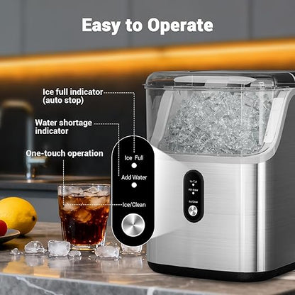 Nugget Ice Maker Countertop, 40lbs/Day Stainless Steel Small Soft Chewable - Image 3