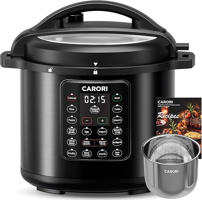 1200W 12-in-1 Electric Pressure Cooker 8Qt, Stainless Steel Pressure Cooker by CARORI