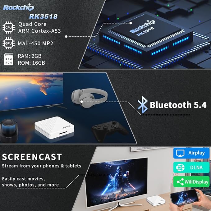Android 14.0 TV Box 2025, LEFFOT H313 4K Ultra HD Streaming Device - Image 6
