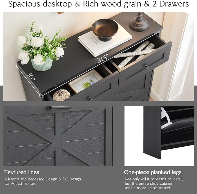 Shoe Storage Cabinet, Farmhouse Shoe Organizer - Image 7