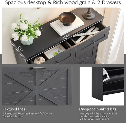 Shoe Storage Cabinet, Farmhouse Shoe Organizer - Image 7