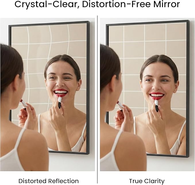 24''x36'' Matte Black Bathroom Mirror | Deep-Set Recessed Metal Frame | - Image 4