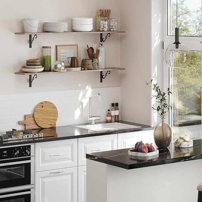 DINZI LVJ Long Wall Shelves, 39.4" Large Floating Shelves Set of 2, Farmhouse - Image 7