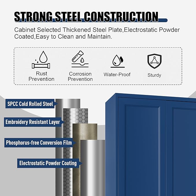 71" Tall Metal Storage Cabinet, Kitchen Pantry Storage Cabinets - Image 6