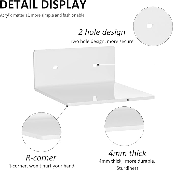 6 Inches Acrylic Small Wall Shelves 2 Pack, Floating Shelf - Image 4