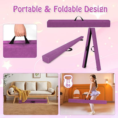 Giantex 7FT/8FT/9FT Balance Beam, Folding Gymnastics Beam w/Carry Handles - Image 2