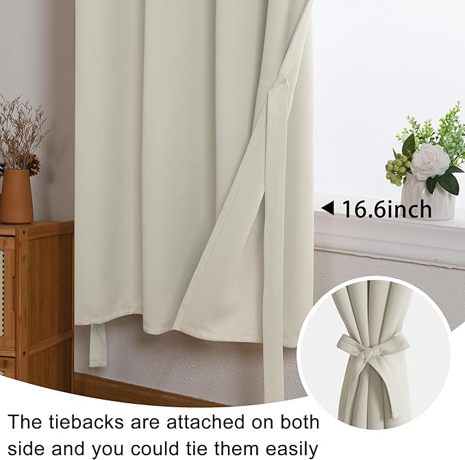 JIUZHEN Short Curtains Kitchen Half Window Blackout Curtains - Image 6