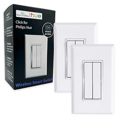 RunLessWire Click for Philips Hue – Battery-Free Wireless Smart Light Switch by RunLessWire