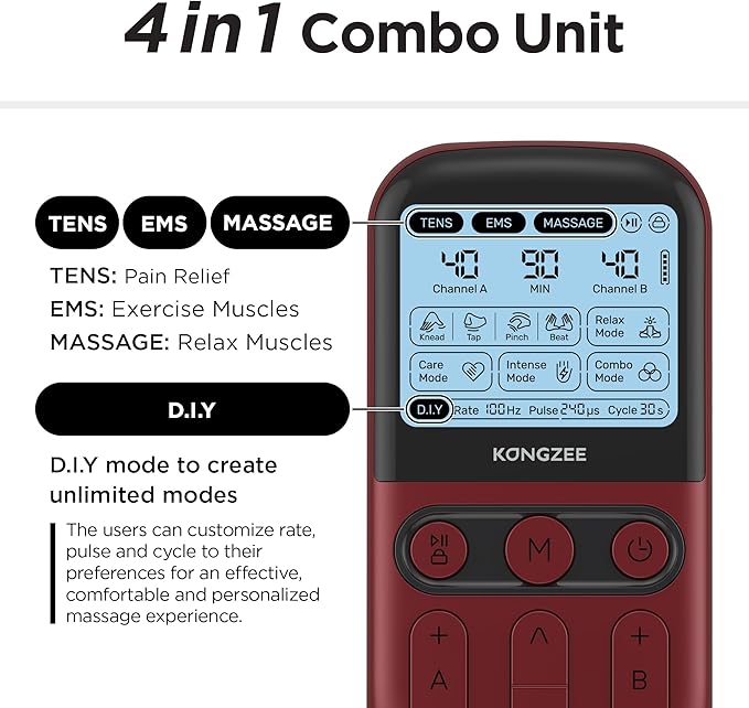 4 in 1 - D.I.Y & Tens Unit & EMS & Massage Muscle Stimulator, Dual Channel TENS - Image 3