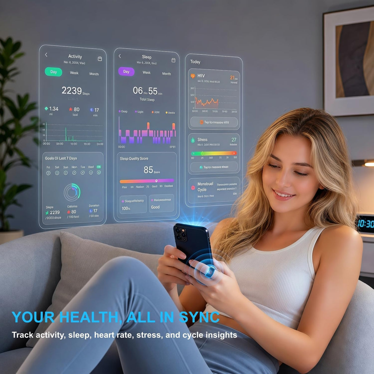 Smart Ring for Women Men, Fitness Ring without Subscription, Gold,9