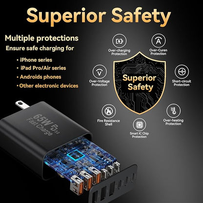 USB C Fast Charger Block, iPhone Charger Fast Charging Blocks 65W Multi Port - Image 7
