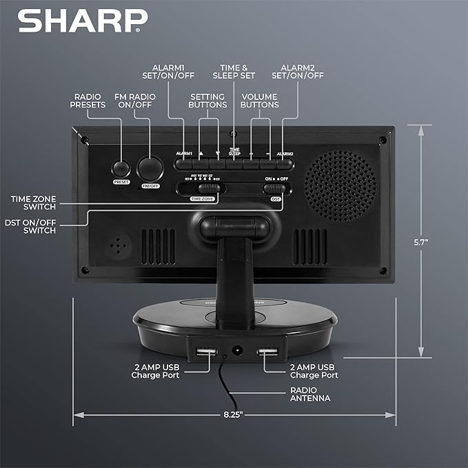Sharp Digital Alarm Clock, 8.9" Extra Large LED Clock - Image 4