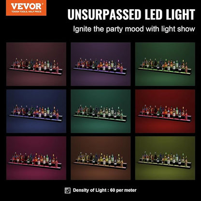 VEVOR LED Lighted Liquor Bottle Display, 2 Tiers 72 Inch Commercial Illuminated - Image 4