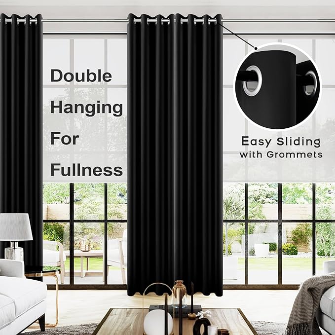KOUFALL 108 Inch Curtains Blackout, Grommet Black Out Room Darkening Living - Image 2