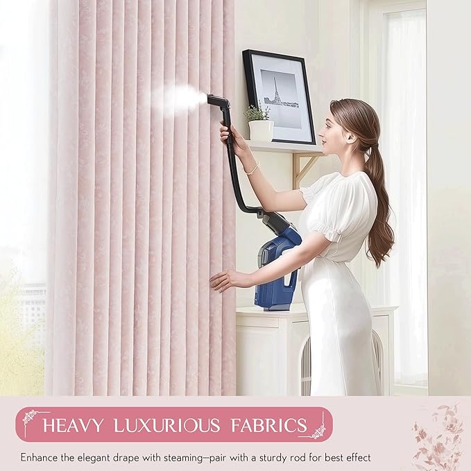 Beauoop Pink Floral Jacquard Blackout Curtains 84 Inches Long - Image 8