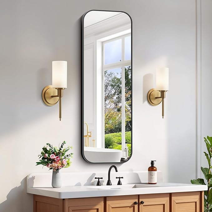FORBATH Bathroom Mirror 48" x 16", Rectangle Black Bathroom Mirror by FORBATH