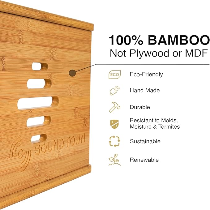 Sound Town DIY Solid Carbonized Bamboo Slanted 10U Studio Rack, - Image 6