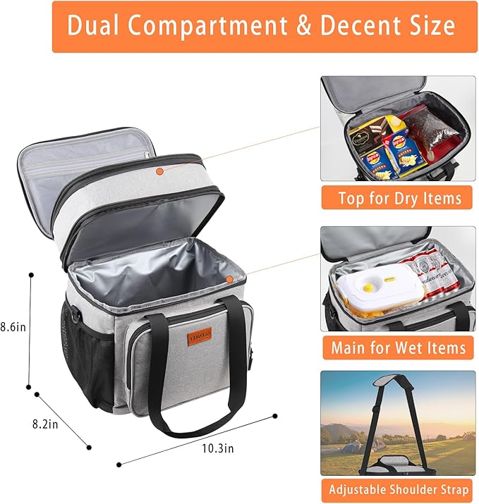 Double Deck Large Lunch Box, Insulated Heavy Duty Lunch Bag Waterproof - Image 2