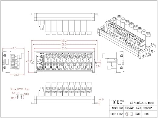 Screw Mount AC 24-250V 8 Channel Pluggable Top Wiring Terminal Block Power - Image 7