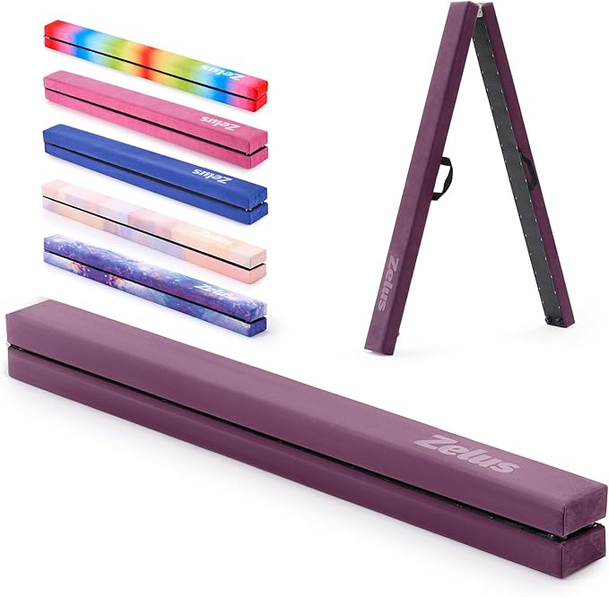ZELUS 8' Folding Gymnastics Balance Beam, Floor Balance Beam w/Carry Handles by ZELUS