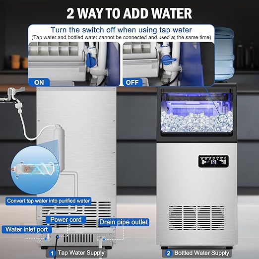 Commercial Ice Maker Machine 130 Lbs/24H, 20 Lbs Ice Bin, Undercounter Ice - Image 6