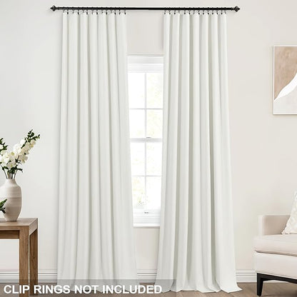 KOUFALL 52x100 Inch Length Ivory Back Tab Linen Blackout Curtains - Image 3