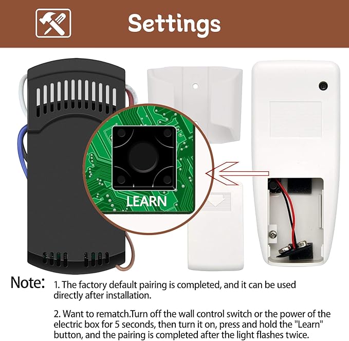 Universal Ceiling Fan Remote Control Kit, Replacement - Image 4