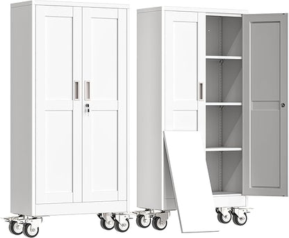 61" H Metal Garage Storage Cabinet, Rolling Tool Cabinet by erosoei