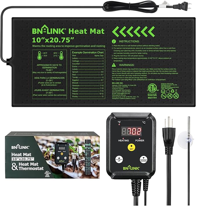 BN-LINK Seedling Heat Mat with Thermostat Controller Combo Set, Plants by BN-LINK
