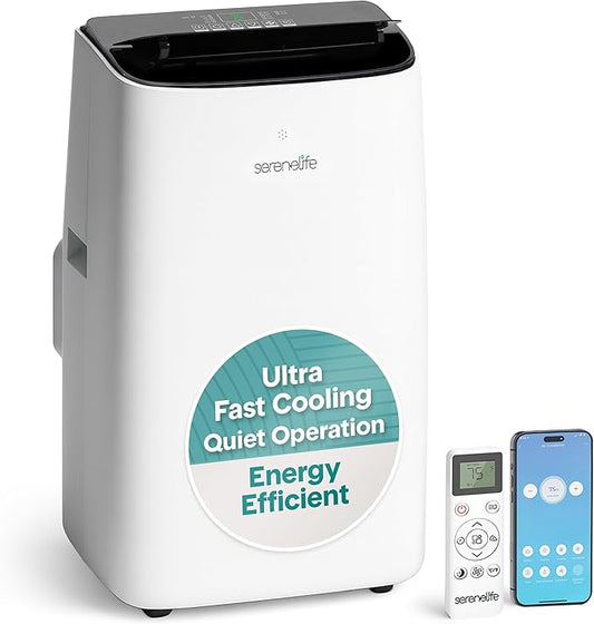SereneLife 14000 BTU Ultra Quiet Portable Inverter Air Conditioner, Smart by SereneLife