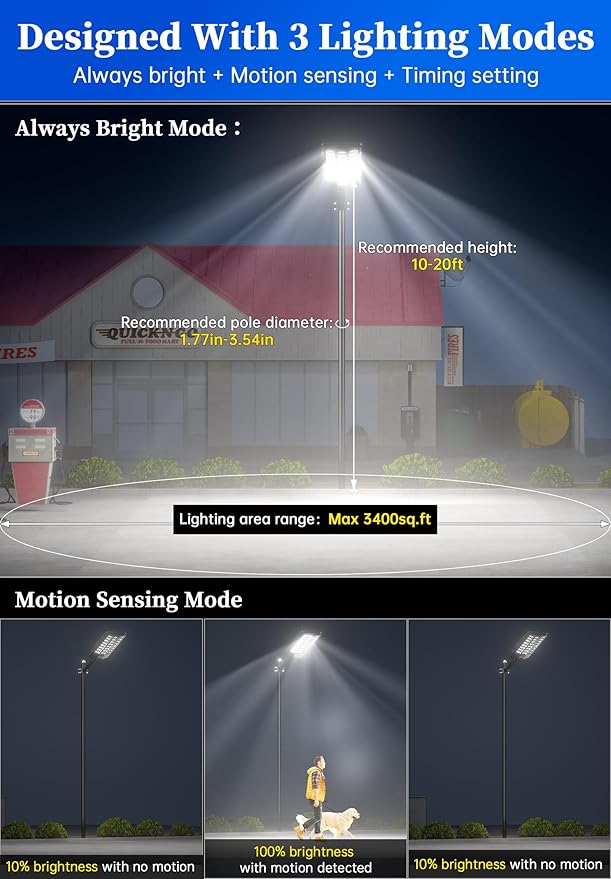 Gefolly SL-8600W Solar Street Light Outdoor, Wide Angle 680000LM Commercial - Image 3